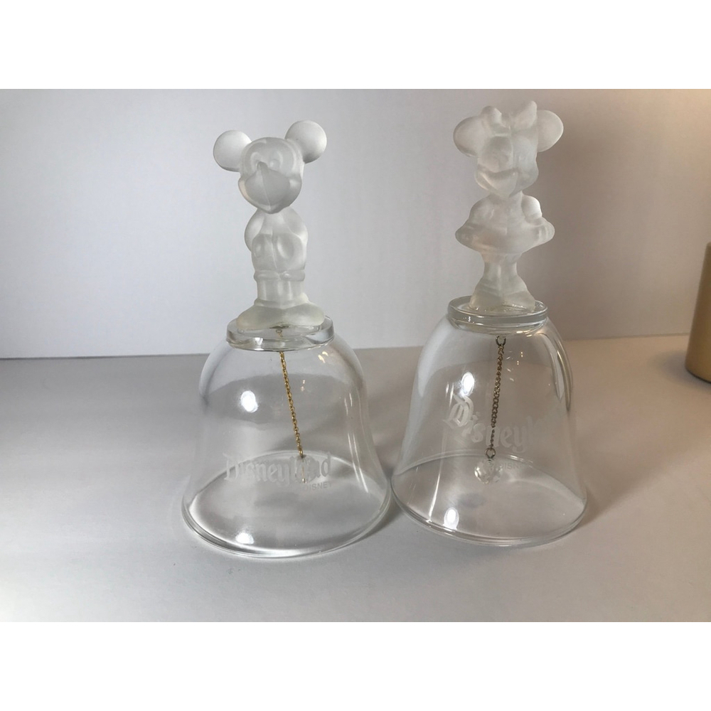 Disneyland Mickey and Minnie Bell Set Crystal Glass Bells